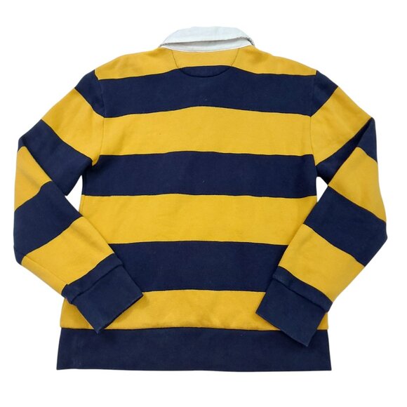 Polo Ralph Lauren Sweatshirt Big Boys M 10/12 Yellow Navy Striped Fleece Rugby - Picture 8 of 12